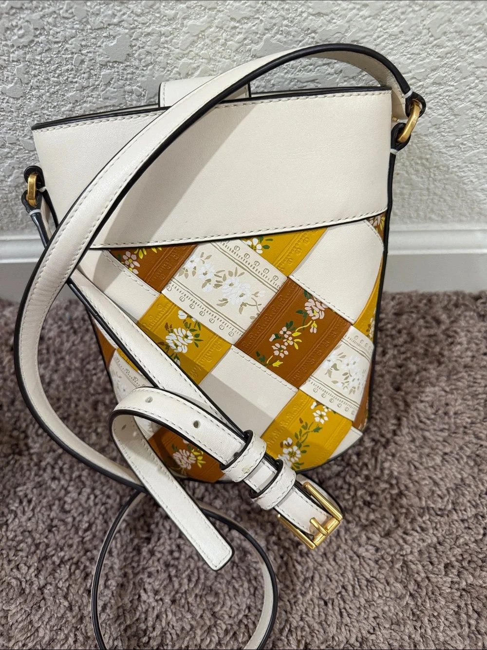 Tory Burch Britten Woven Mini Bucket